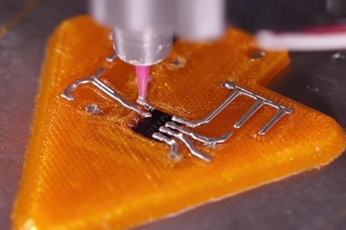 Close up of printing an electrical circuit